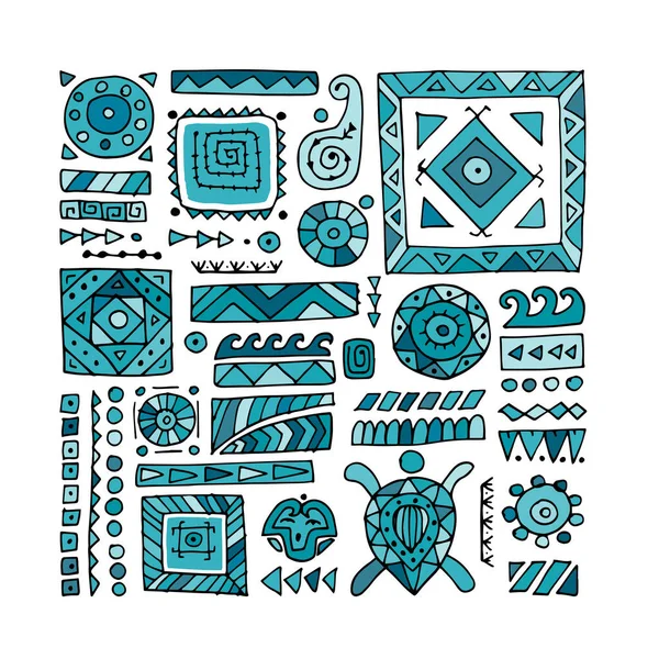 Etnisk handgjord prydnad för din design. Polynesisk stil — Stock vektor