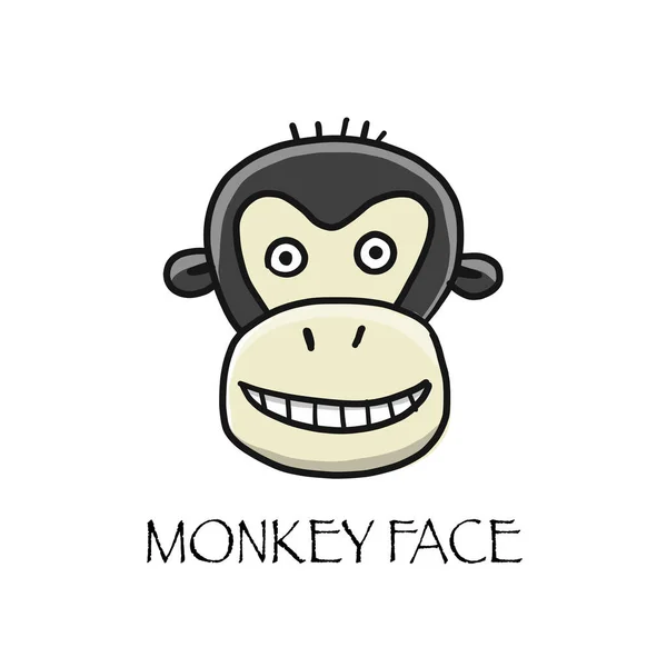 Funny monkey face. Sketch for your design. Childish style — Stock Vector