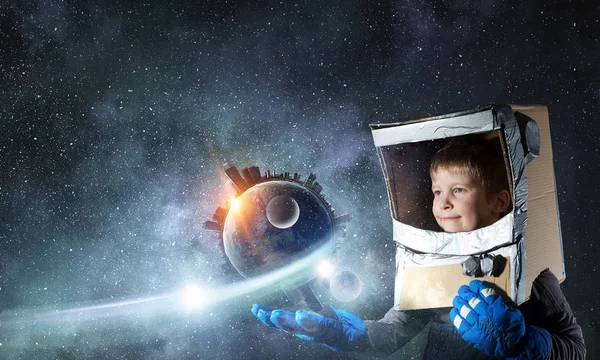 I will explore space . Mixed media — Stock Photo, Image