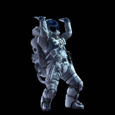 Astronot karanlığın içinde. Karışık teknik