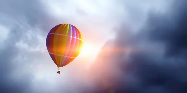 Air balloon in sky. Mixed media — Stock Photo, Image
