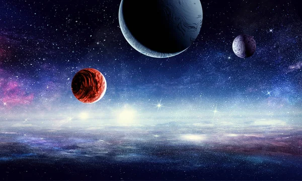 Planetas espaciales y nebulosas — Foto de Stock