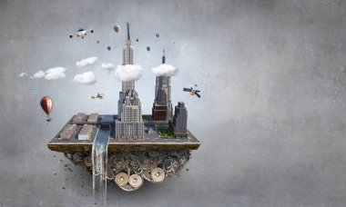 Mini şehir tasarım. Karışık teknik