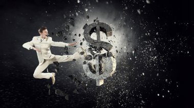 İşadamı tahrip doları. Karışık teknik