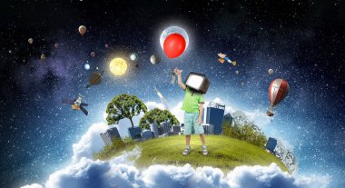 TV çocuk bağımlısı. Karışık teknik