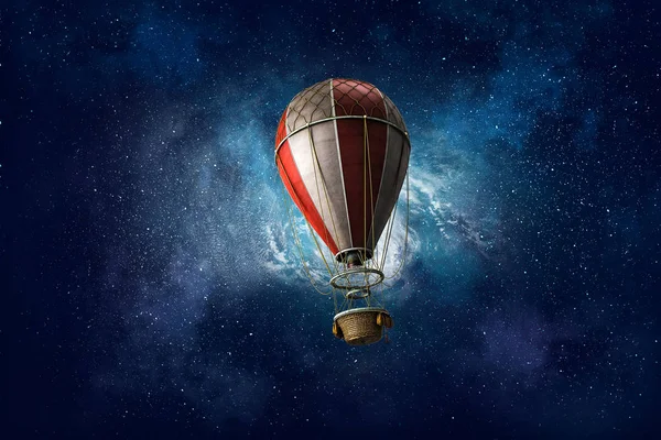 Air balloon in sky. Mixed media — Stock Photo, Image