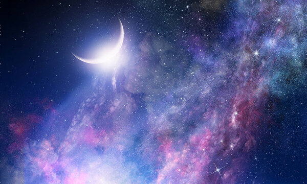 Background image with glowing sky and star dust