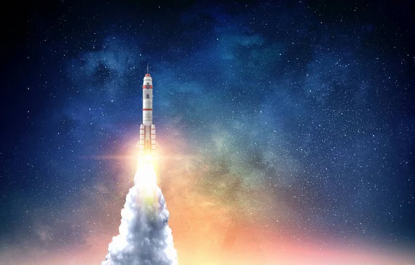 Rocket Space Ship. Mixed media — Stockfoto