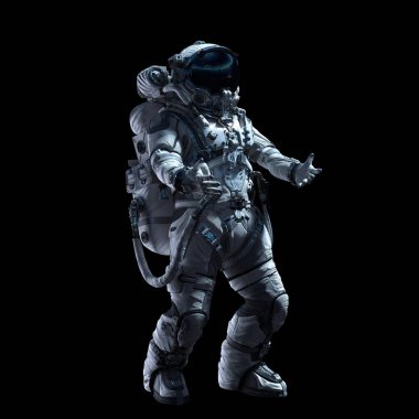 Astronot karanlığın içinde. Karışık teknik