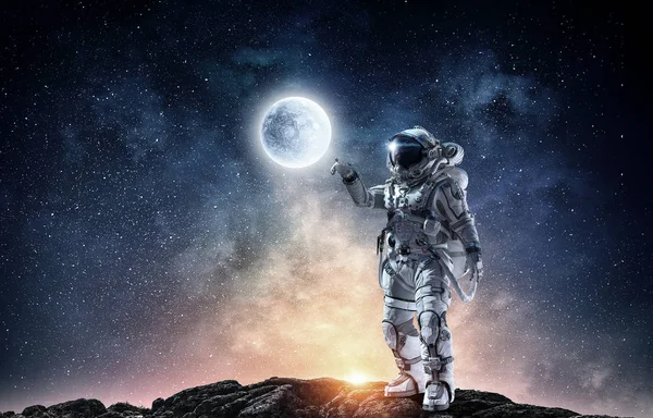 Spaceman and his mission. Mixed media — Stock Photo, Image