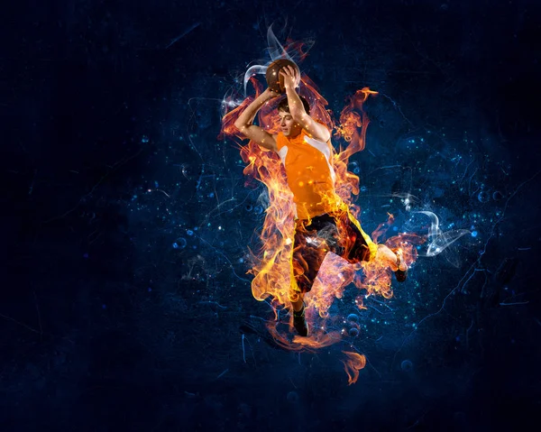 Basketbalspeler on Fire — Stockfoto