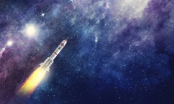 Rocket Space Ship. Mixed media — Stockfoto