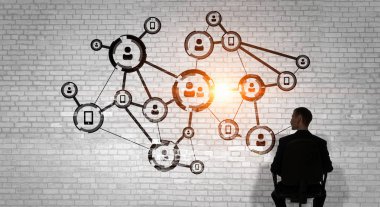 İş ağ iletişimi ve bağlantı kavramı. 3D render