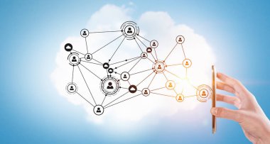 İnsanlar bağlanan cihazlar. Karışık teknik