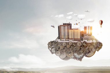 Mini şehir tasarım. Karışık teknik