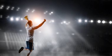 Stadyum, futbol oyuncusu. Karışık teknik