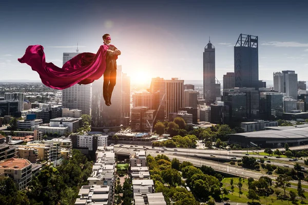 Super homem no céu — Fotografia de Stock