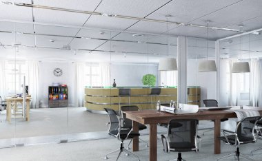 Zarif ofis iç. Karışık teknik