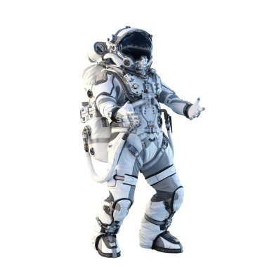 Astronot beyaz. Karışık teknik