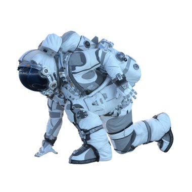 Astronot beyaz. Karışık teknik