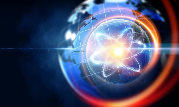 Atom Molekula Helyet Háttér Mint Tudomány Fogalom Kép Elemei Vannak — Stock Fotó