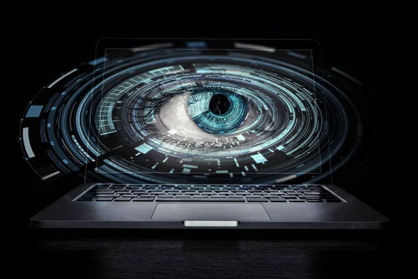 Vrouwelijke oog van laptop — Stockfoto