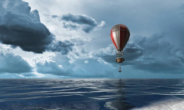 空气气球在水上。混合媒体 — 图库照片