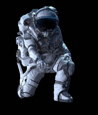 Astronot karanlığın içinde. Karışık teknik