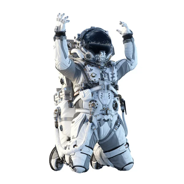 Astronaut op wit. Mixed media — Stockfoto