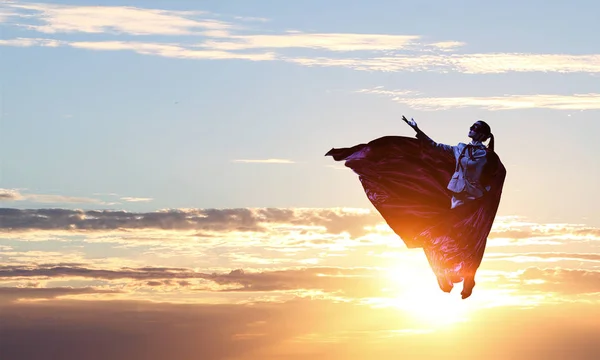 Super woman in sky — Stock Photo, Image