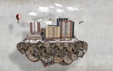 Mini şehir tasarım. Karışık teknik