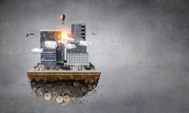 Mini şehir tasarım. Karışık teknik