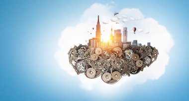 Mini şehir tasarım. Karışık teknik