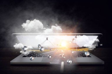 Sosyal bağlantı ve ağ. Karışık teknik