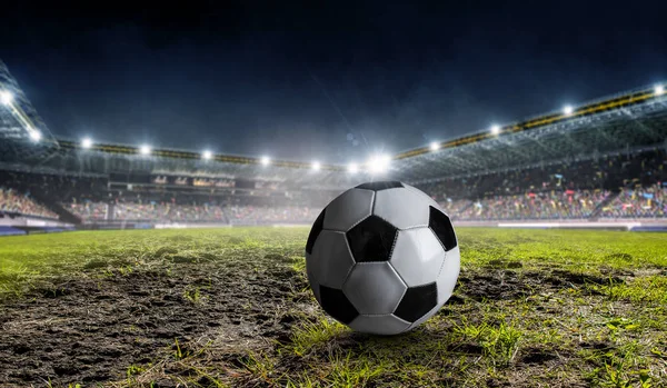 Soccer game concept. Mixed media