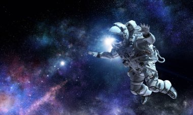 Astronot uzay görevi üzerinde. Karışık teknik
