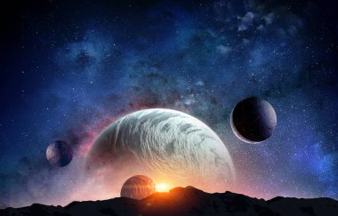 Space planets and nebula clipart