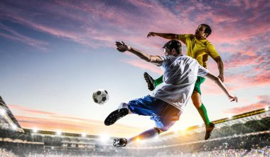 Stadyumu'nda futbolcular. Karışık teknik