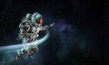Astronot uzay görevi üzerinde. Karışık teknik