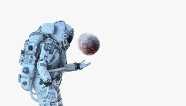 Astronaut Hält Mondplaneten Der Hand Elemente Dieses Bildes Von Der — Stockfoto