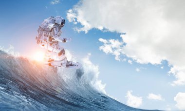 Yönetim Kurulu uçan üzerinde uzay adamı. Karışık teknik