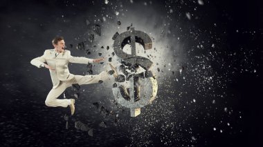 İşadamı tahrip doları. Karışık teknik