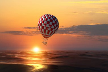 Su üzerinde hava balonu. Karışık teknik