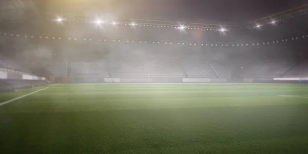 Campo de fútbol brumoso. Medios mixtos — Foto de Stock