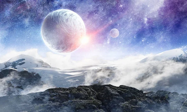 空间行星和星云 — 图库照片