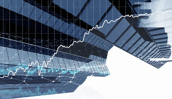 Double Explosure Avec Des Business Charts Des Bâtiments — Photo