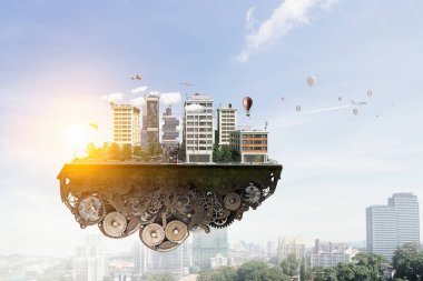 Mini şehir tasarım. Karışık teknik