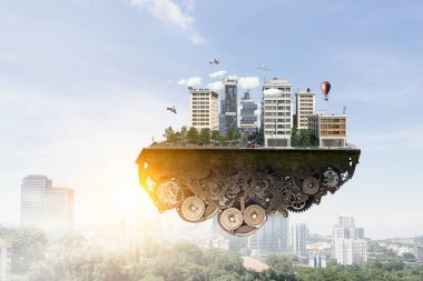 Mini şehir tasarım. Karışık teknik