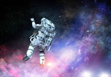 Astronot uzay görevi üzerinde. Karışık teknik
