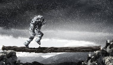 Hızlı çalışan uzay adamı. Karışık teknik